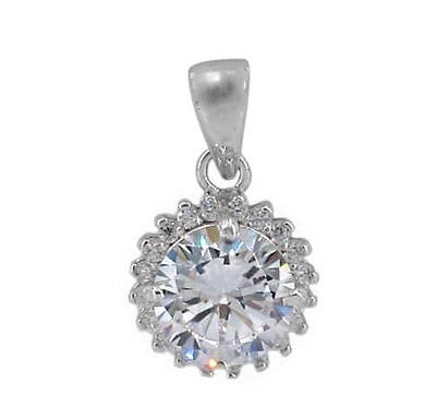 Sterling Silver With Rhodium Stone Pendant