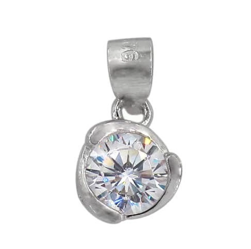 Sterling Silver With Rhodium Stone Pendant