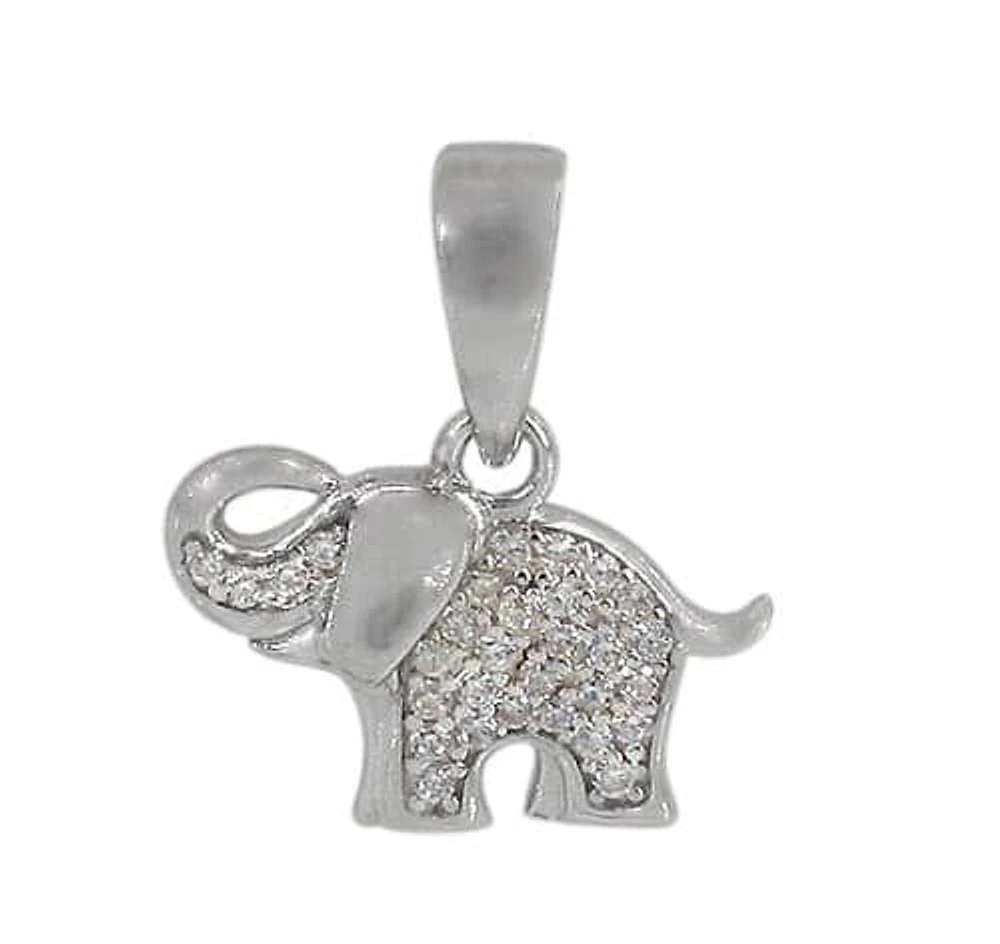 Sterling Silver With Rhodium Plated Elephant Pendant