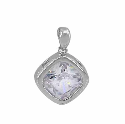 Sterling Silver With Rhodium Stone Pendant