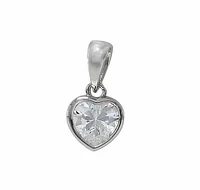 Sterling Silver With Rhodium Heart Pendant, 8X8mm Frame