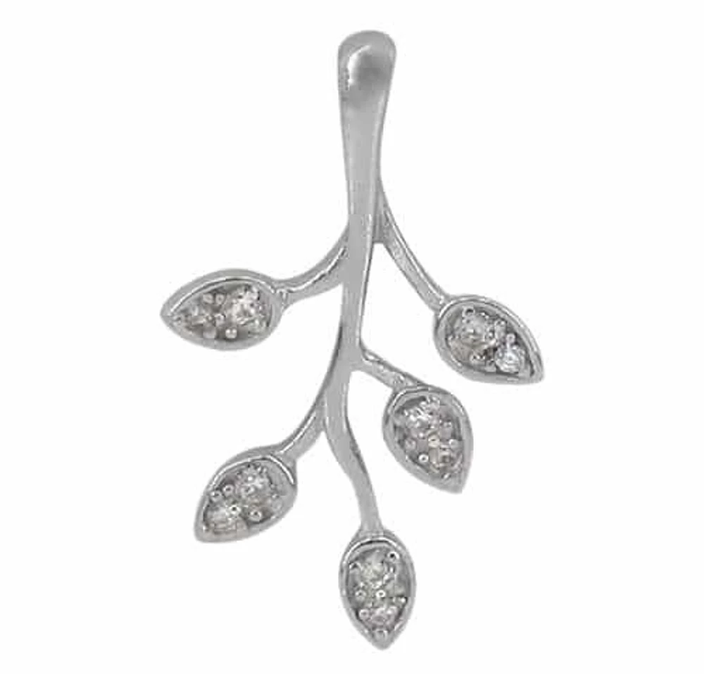 Sterling Silver With Rhodium Leaf Pendant, 27X16mm(Outer Frame)