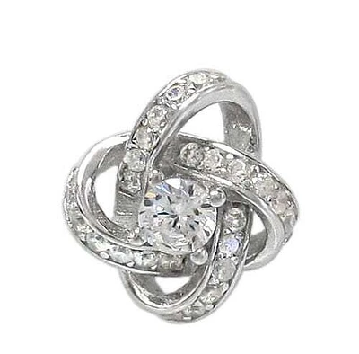 Sterling Silver With Rhodium, Love Knot Pendant, 13.5X12mm Frame