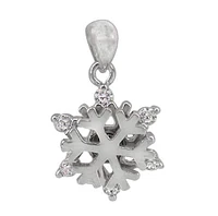 Sterling Silver With Rhodium, Spinner Snowflake Pendant, 13mm Diameter(Outer Frame)