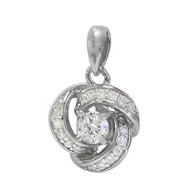 Sterling Silver With Rhodium, Love Knot Pendant, 11X11mm Frame