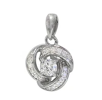 Sterling Silver With Rhodium, Love Knot Pendant, 11X11mm Frame