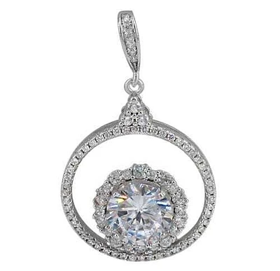Sterling Silver With Rhodium Stone Pendant, 24X20mm(Outer Frame).