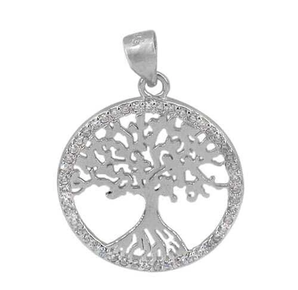 Sterling Silver With Rhodium Tree Of Life Pendant