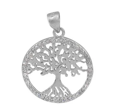 Sterling Silver With Rhodium Tree Of Life Pendant