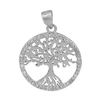 Sterling Silver With Rhodium Tree Of Life Pendant