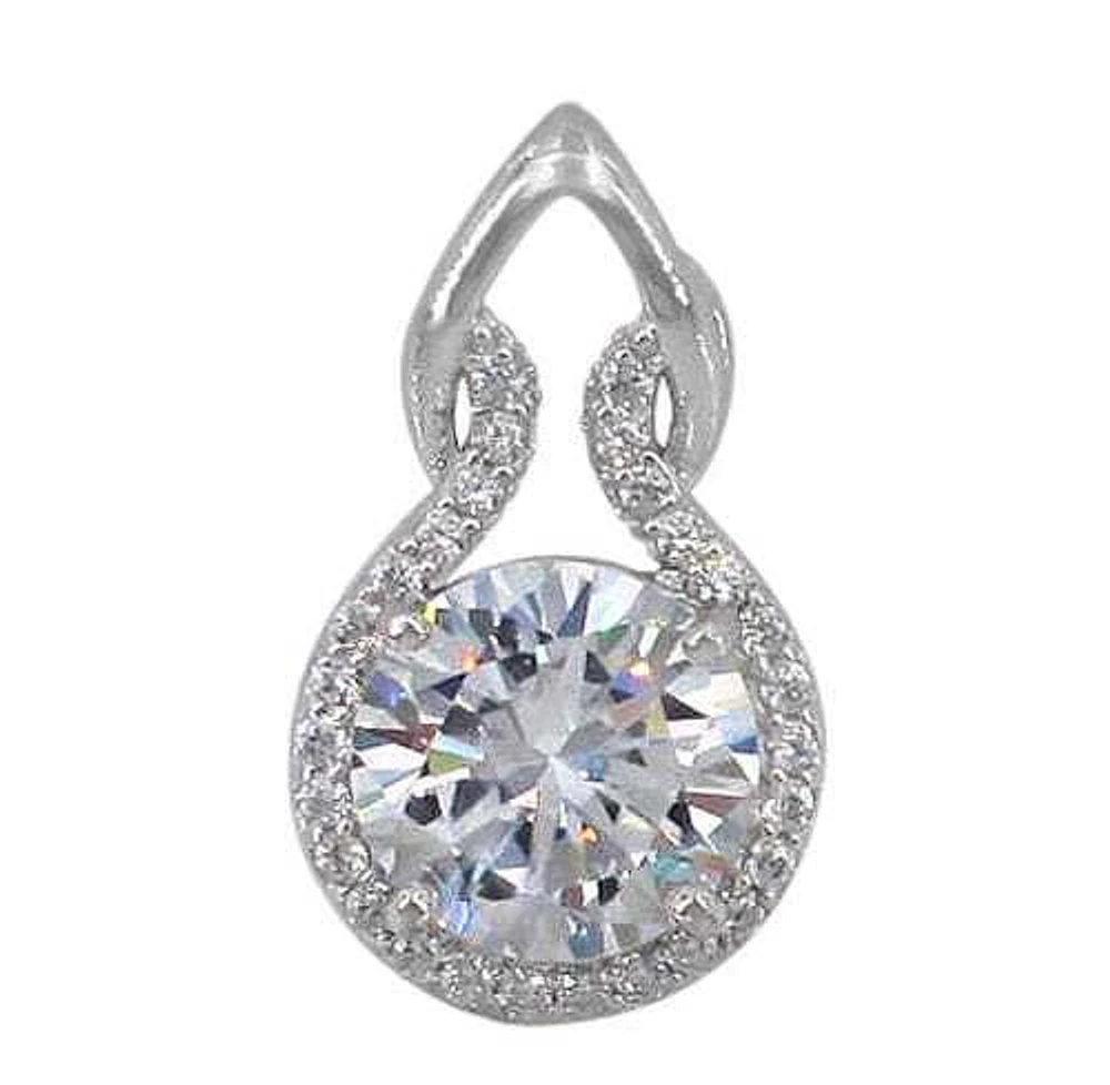 Sterling Silver With Rhodium Stone Pendant