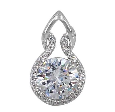 Sterling Silver With Rhodium Stone Pendant