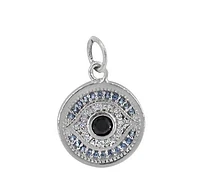 Sterling Silver With Rhodium Evil Eye Pendant, 12mm Diameter