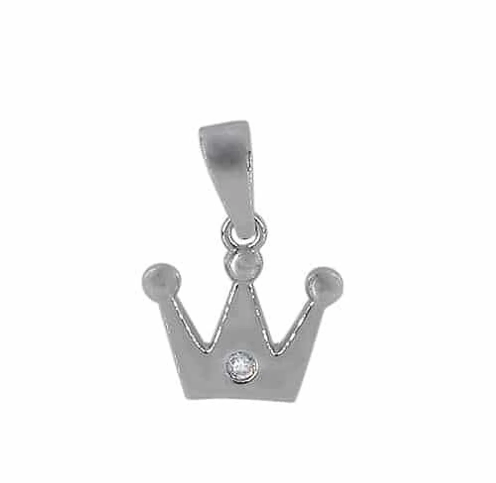 Sterling Silver With Rhodium Crown Pendant, 10X13mm Frame