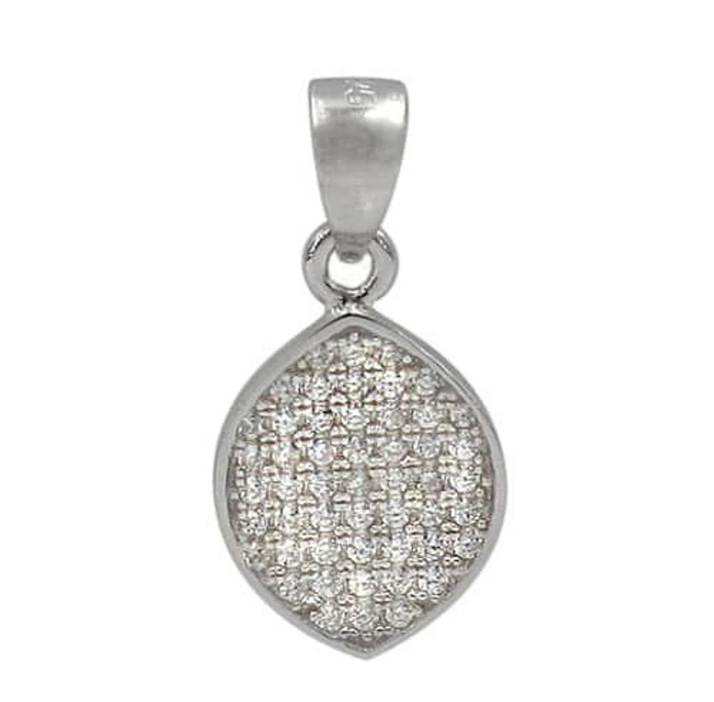 Sterling Silver With Rhodium Stone Pendant