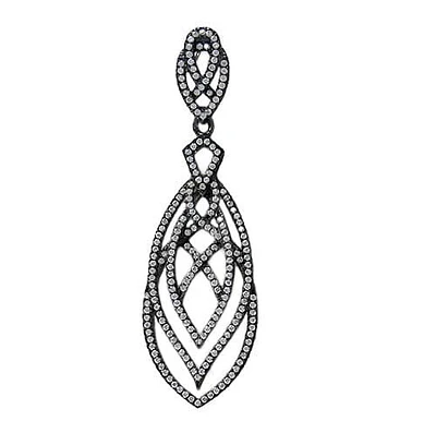 Black Rhodium Plated On Sterling Silver, Unique Style Pendant With Faceted Stone. Approx Pendant Size: 57mm L X 17mm W.