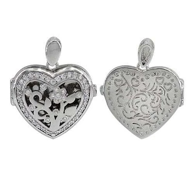 Sterling Silver With Rhodium Heart Locket, 21X21mm(Outer Frame).