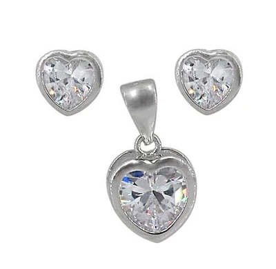 Sterling Silver With Rhodium Set, 7.5×7.5mm Earrings And 8.5×8.5mm Pendant