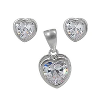 Sterling Silver With Rhodium Set, 7.5×7.5mm Earrings And 8.5×8.5mm Pendant