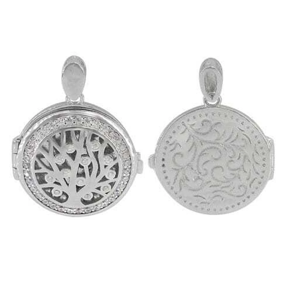 Sterling Silver With Rhodium Heart Locket, 21mm Diameter(Outer Frame).