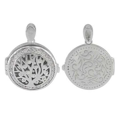 Sterling Silver With Rhodium Heart Locket, 21mm Diameter(Outer Frame).