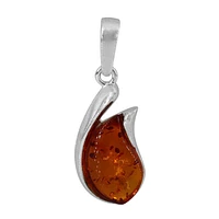 Sterling Silver, 9X15mm Amber Pendant