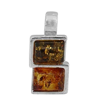 Sterling Silver, 10X16mm Amber Pendant