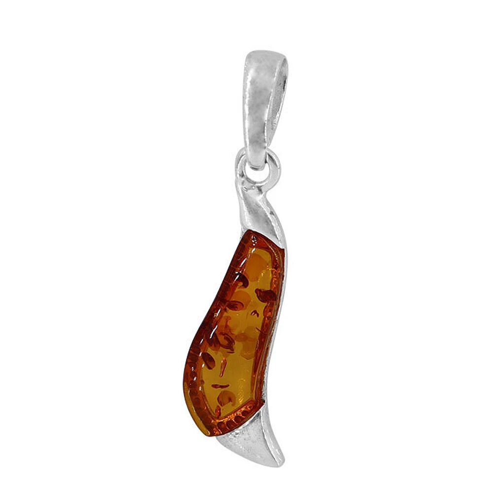 Sterling Silver, 7X17mm Amber Pendant