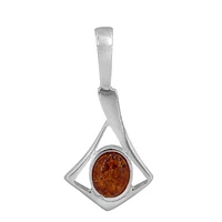 Sterling Silver, 5X8mm Amber Pendant