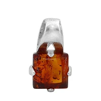 Sterling Silver, 10X10mm Amber Pendant