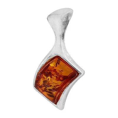 Sterling Silver, 11X13mm Amber Pendant