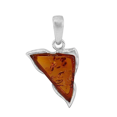 Sterling Silver, 13X17mm Amber Pendant