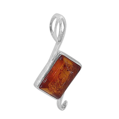 Sterling Silver, 9X13mm Amber Pendant