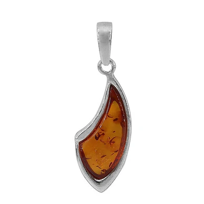 Sterling Silver, 9X22mm Amber Pendant