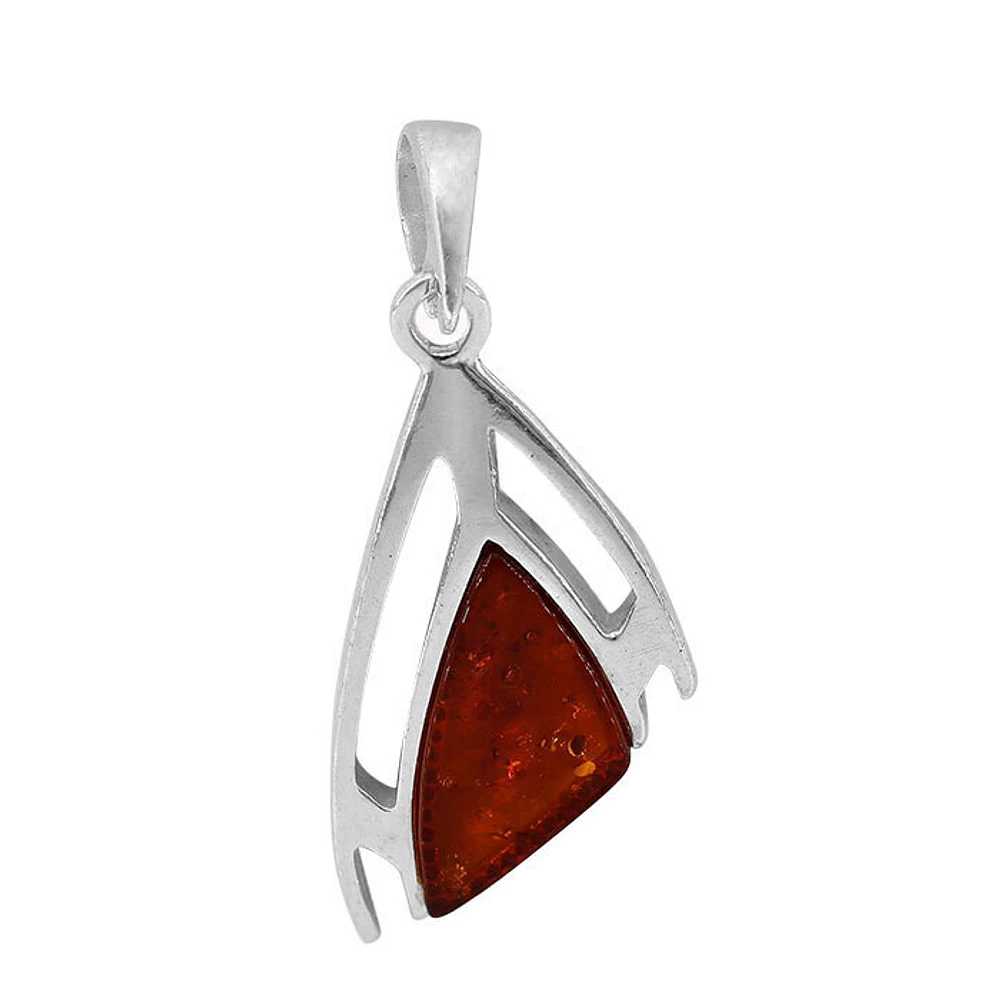 Sterling Silver, 8X16mm Amber Pendant