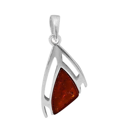 Sterling Silver, 8X16mm Amber Pendant