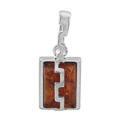 Sterling Silver, 8X11mm Amber Pendant