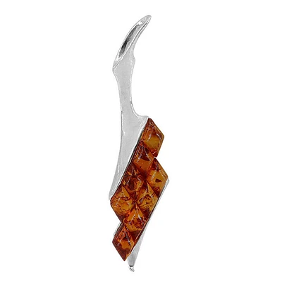 Sterling Silver, 9X25mm Amber Pendant