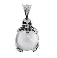 Sterling Silver, Skeleton Pendant With 15mm Crystal Ball, 26X17mm