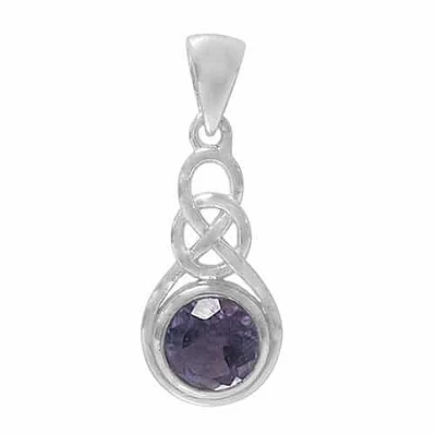 Sterling Silver With Rhodium Celtic Knot Pendant, 23X12mm Frame And 1mm Stone.