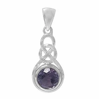 Sterling Silver With Rhodium Celtic Knot Pendant, 23X12mm Frame And 1mm Stone.