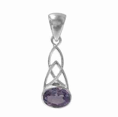 Sterling Silver Celtic Knot Pendant, 8X10mm Oval Stone.