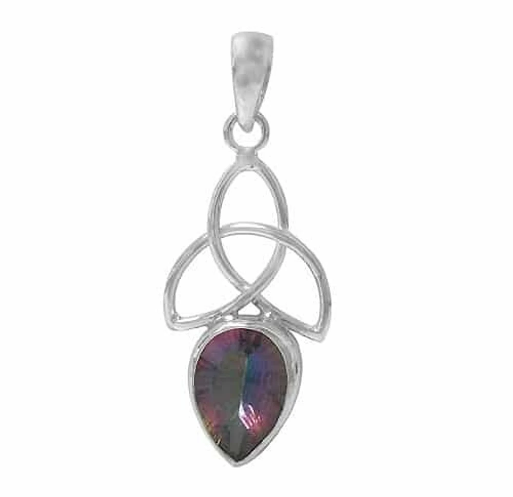 Sterling Silver Celtic Knot Pendant, 31X17mm Frame And 15X11mm Amethyst Stone.