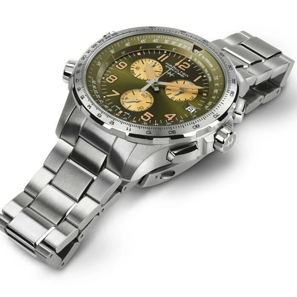 Khaki Aviation Green Dial 46MM  X-Wind GMT Chronograph Quartz H77932160