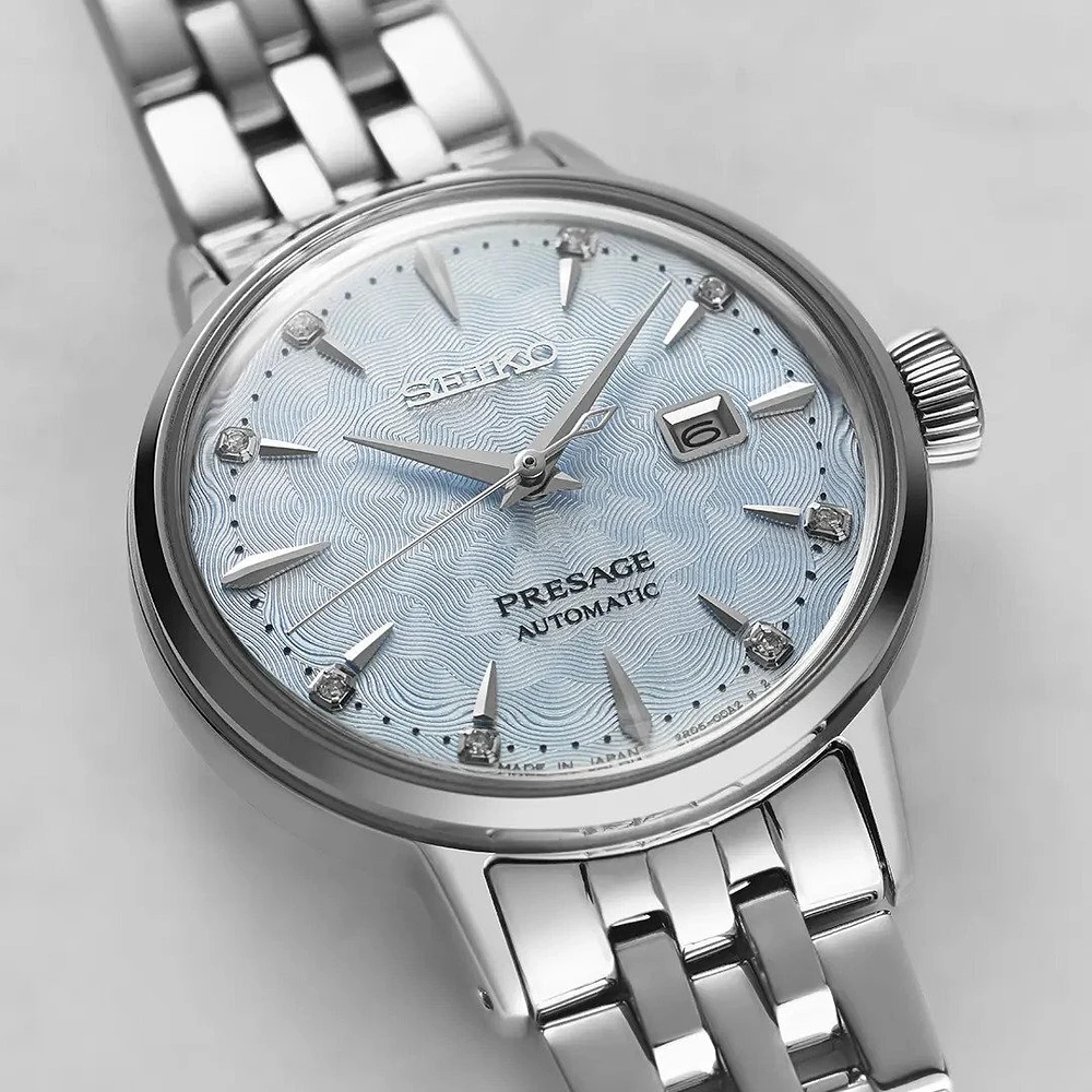 Seiko Presage Blue Dial 30MM Cocktail Time 'Skydiving' Diamond Twist Automatic SRE007