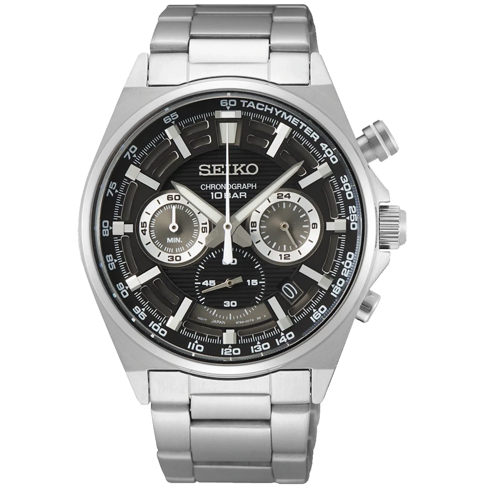 Seiko Chronograph Black Dial 41 MM Quartz SSB397