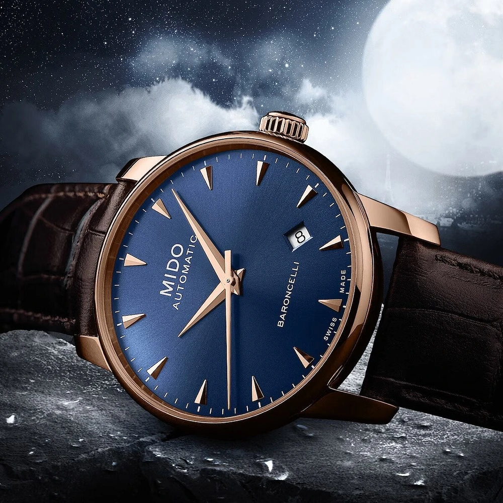 Mido Baroncelli Tradition 38 MM Blue Dial Automatic M8600.3.15.8