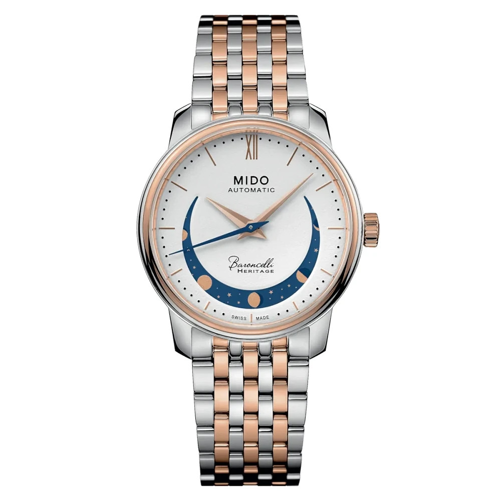 Mido Baroncelli Smiling Moon 33 MM White Dial Automatic M027.207.22.010.01