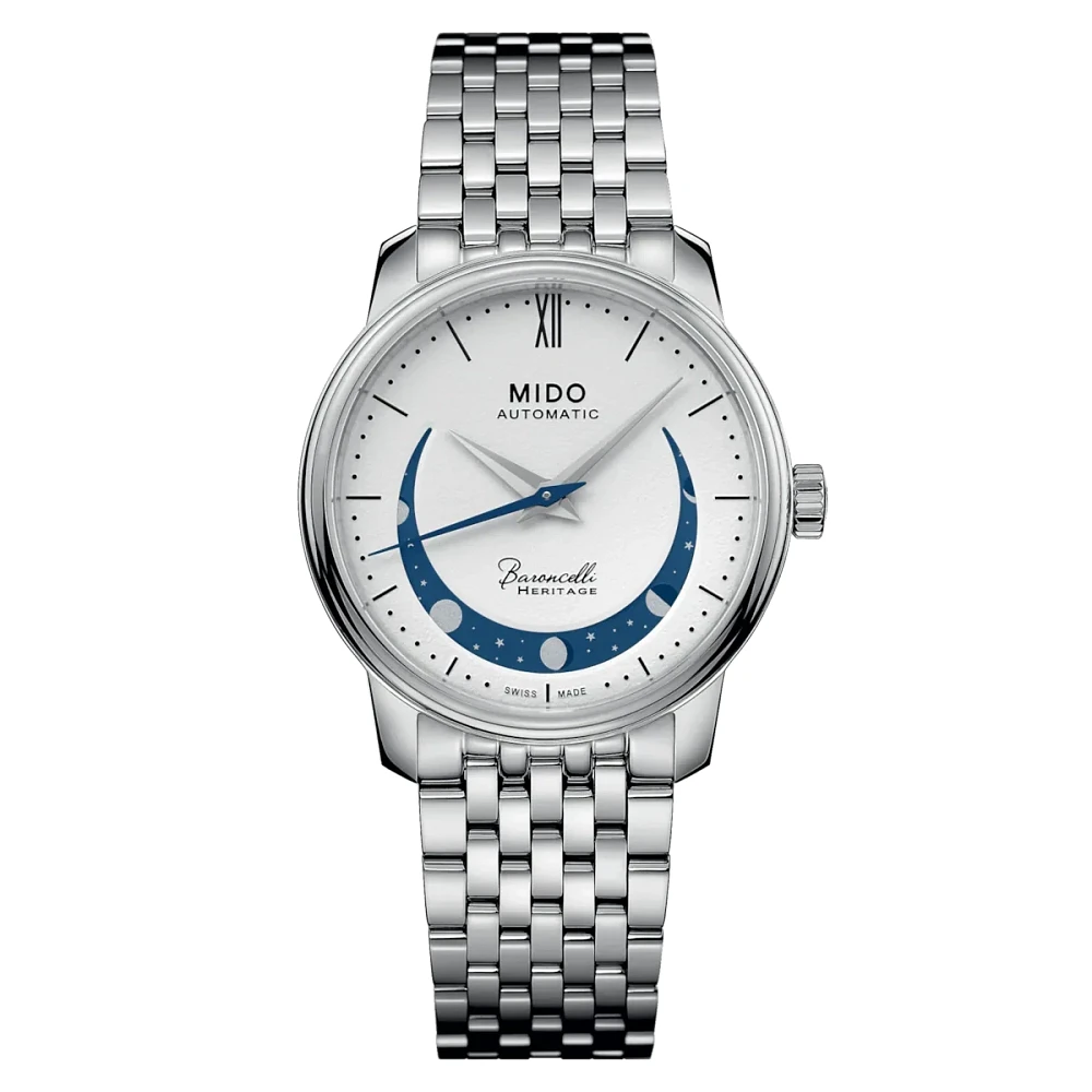 Mido Baroncelli Smiling Moon 33 MM White Dial Automatic M027.207.11.010.01