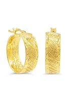 10KT Yellow Gold Diamond Cut Hoop Earrings